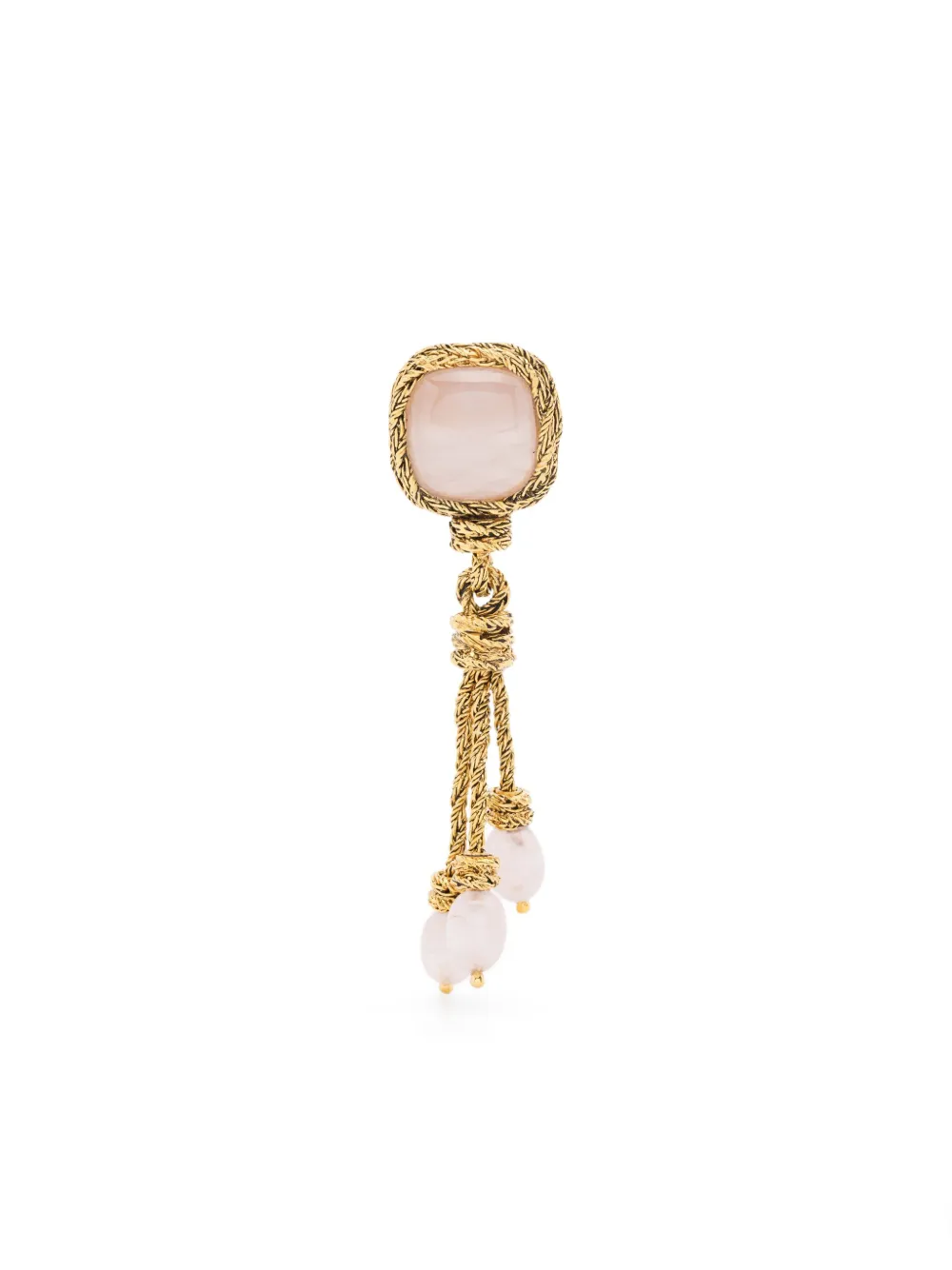 Aurelie Bidermann Miki Rose Quartz Rose Clip Earrings In Gold