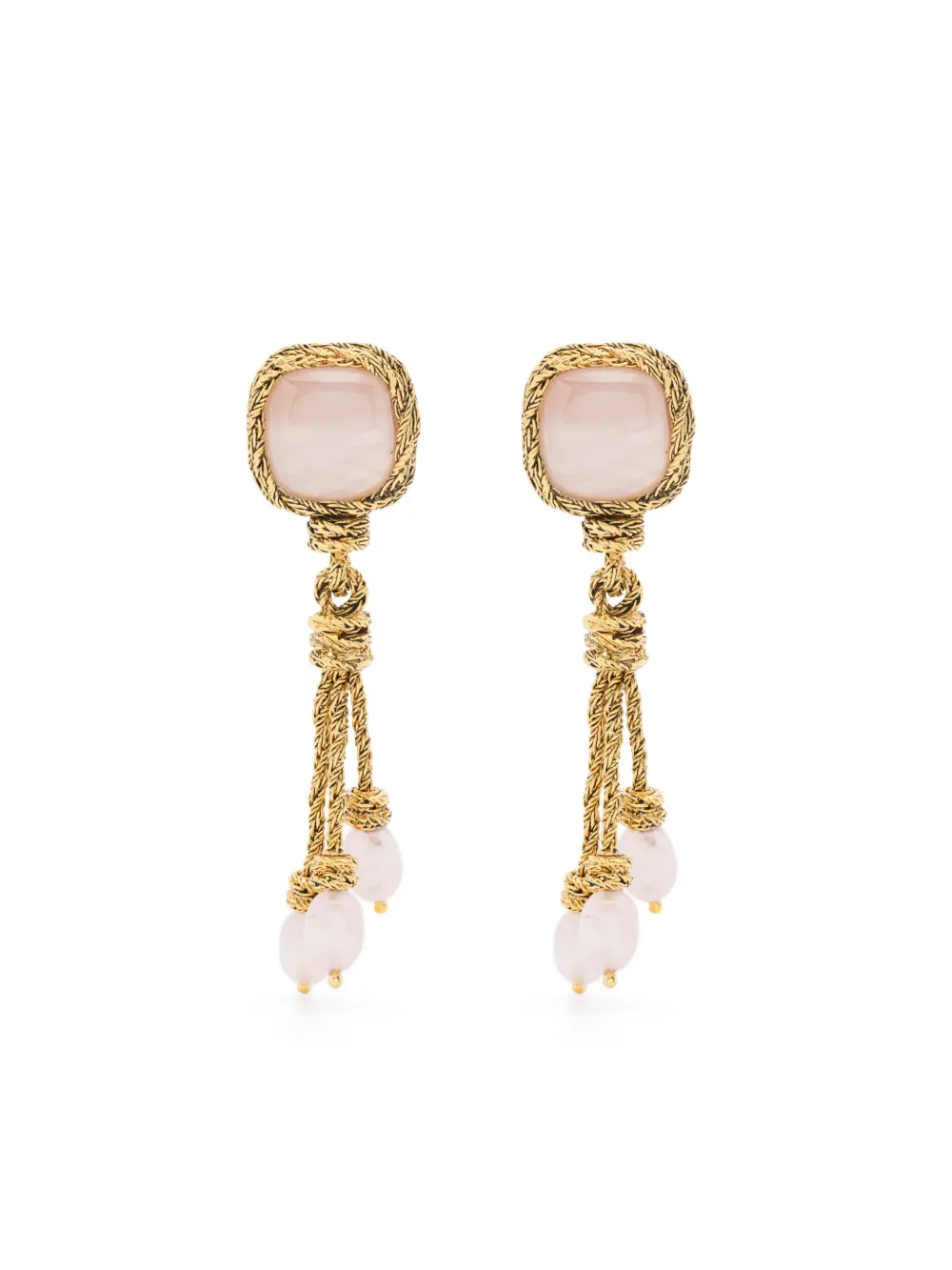 Aurelie Bidermann MIKI ROSE QUARTZ ROSE CLIP EARRINGS | Gold | Image 1