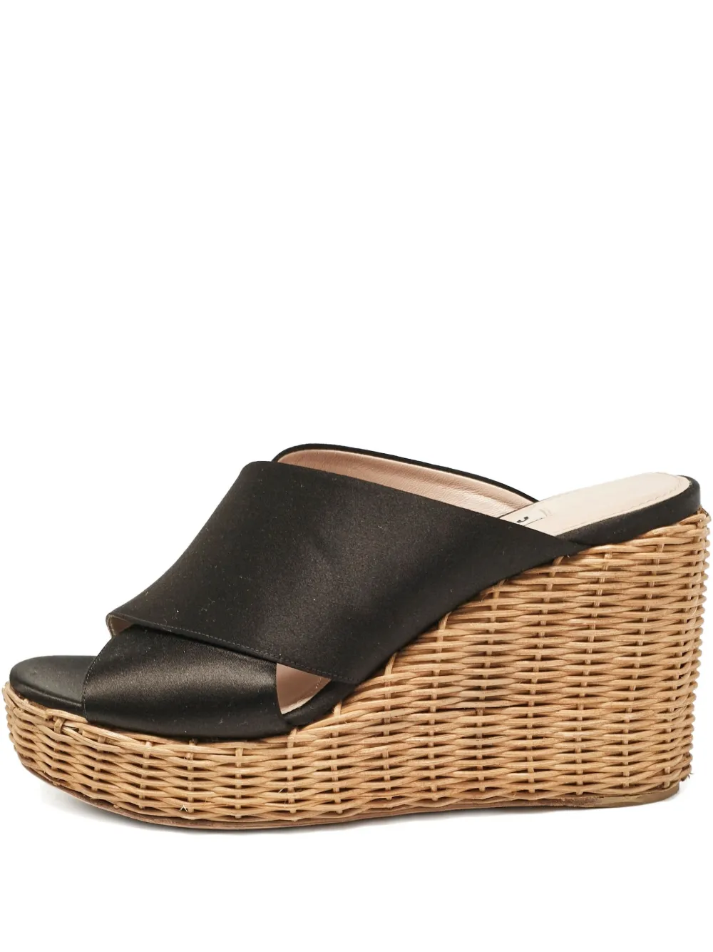 100mm satin wedge sandals