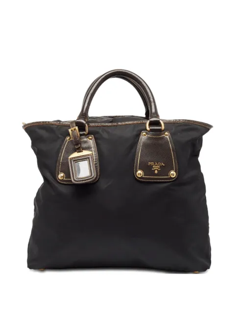 Prada Pre-Owned leather-trim tote bag