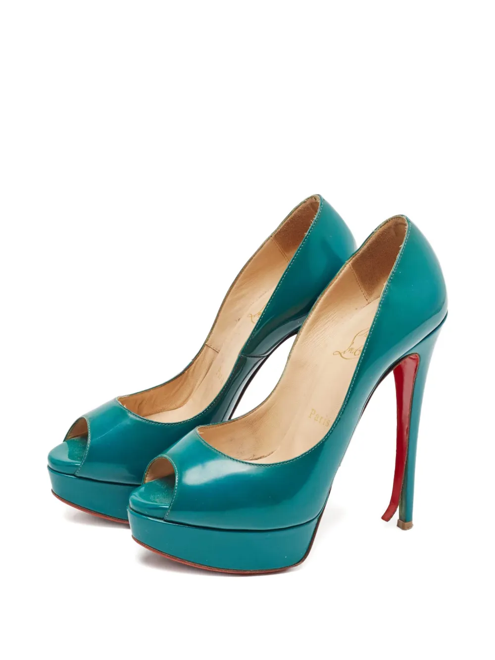 Pre-owned Christian Louboutin 140mm Leather Heeled Pumps In Green