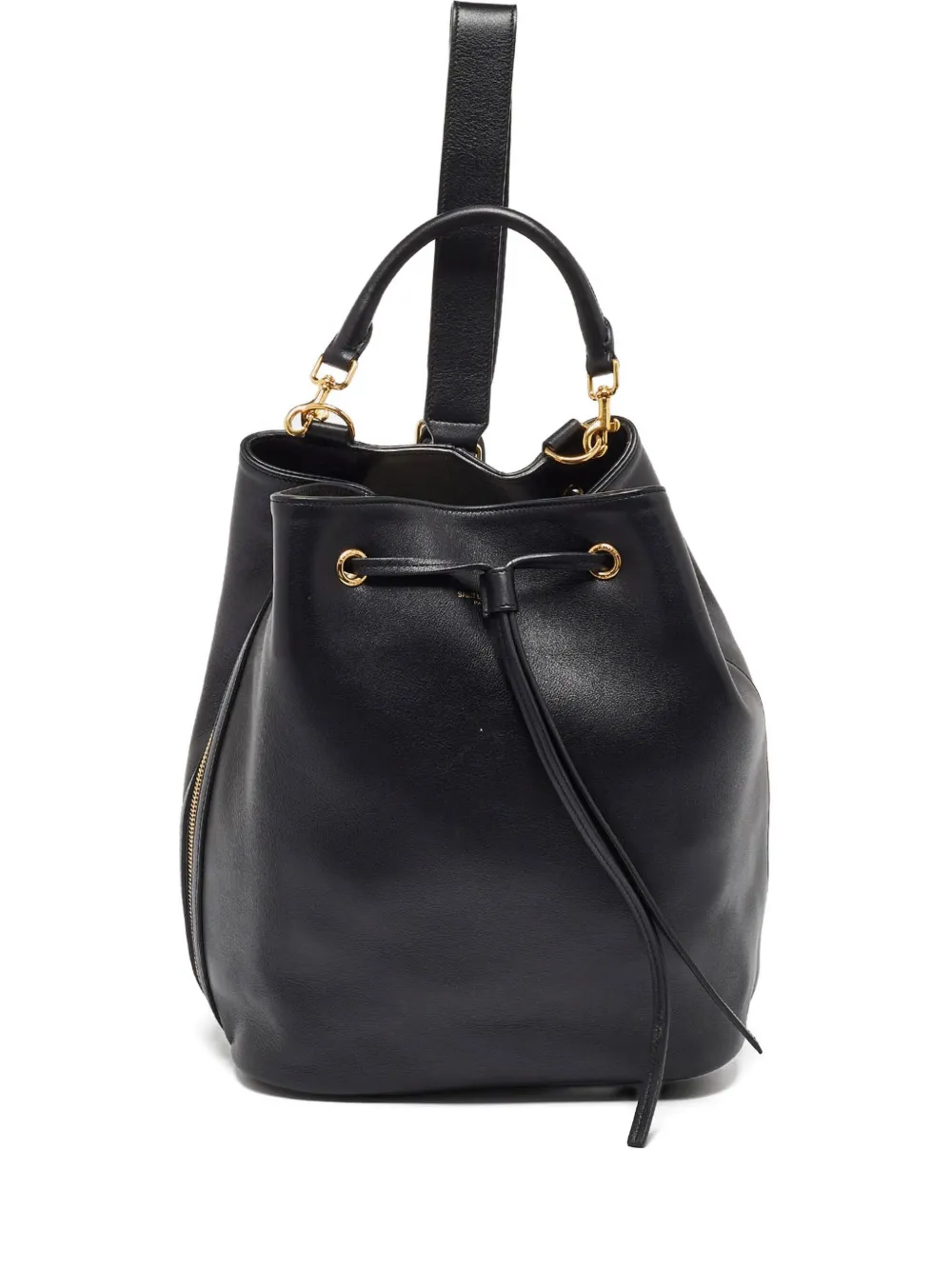 Saint Laurent Pre-Owned leather drawstring-fastening bucket bag | Black | Image 1