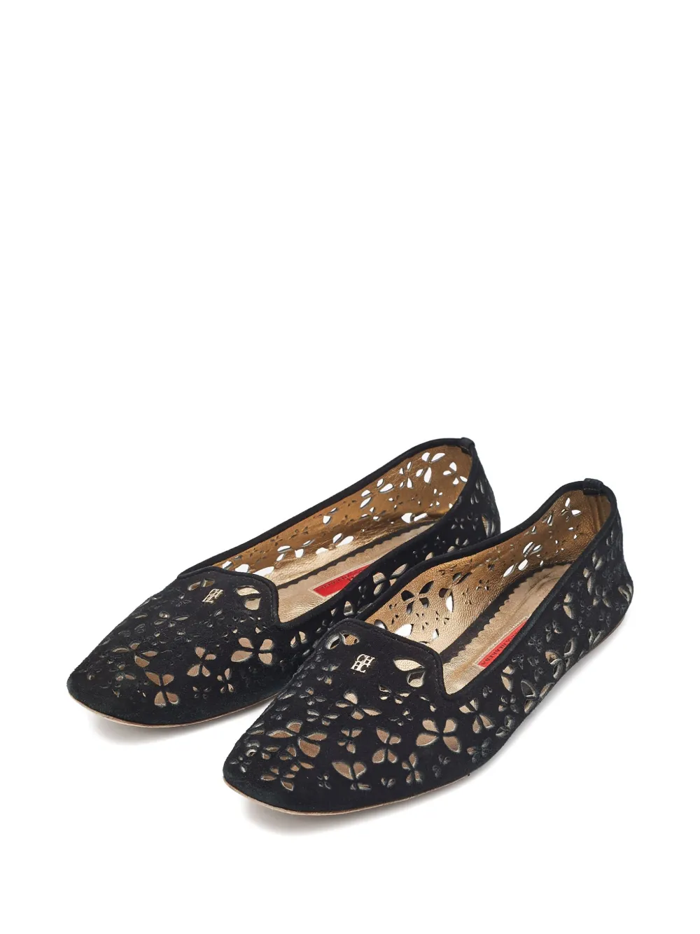 Carolina Herrera Vintage Pre-owned ballerina's met uitgesneden bloemen - Zwart