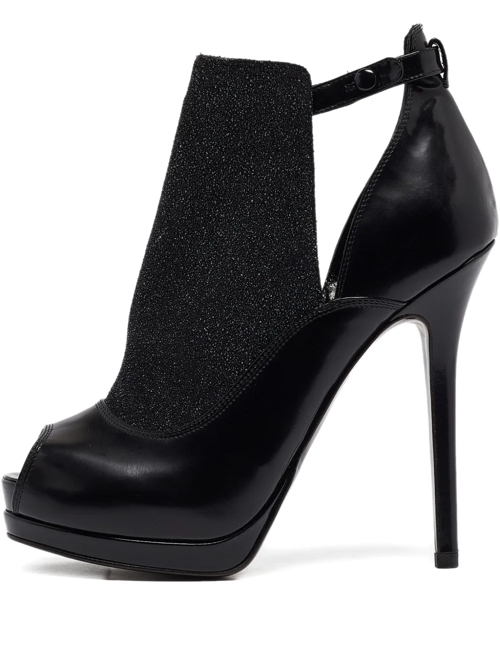 135mm peep-toe leather booties