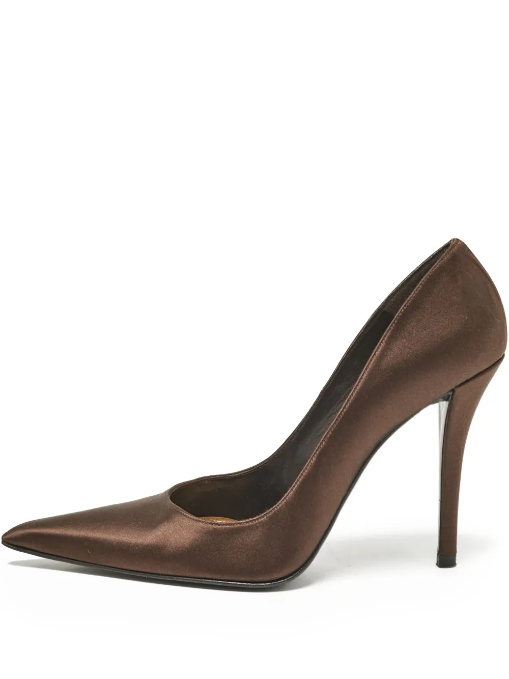 Stuart Weitzman pre-owned 110mm pointed-toe satin pumps | Brown | Image 1