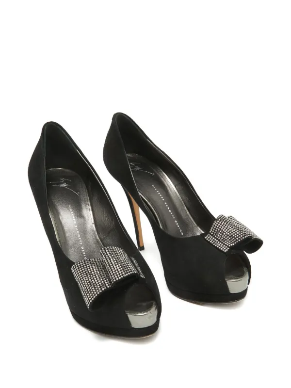 Giuseppe Zanotti Vintage ビジューリボン ピープトゥパンプス