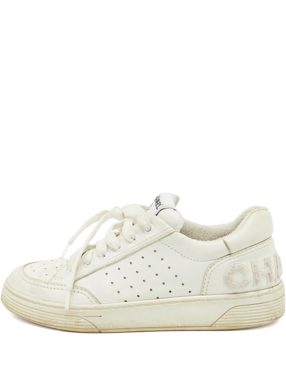 CHANEL Pre-Owned perforated-detail logo-applique sneakers | White | Image 1