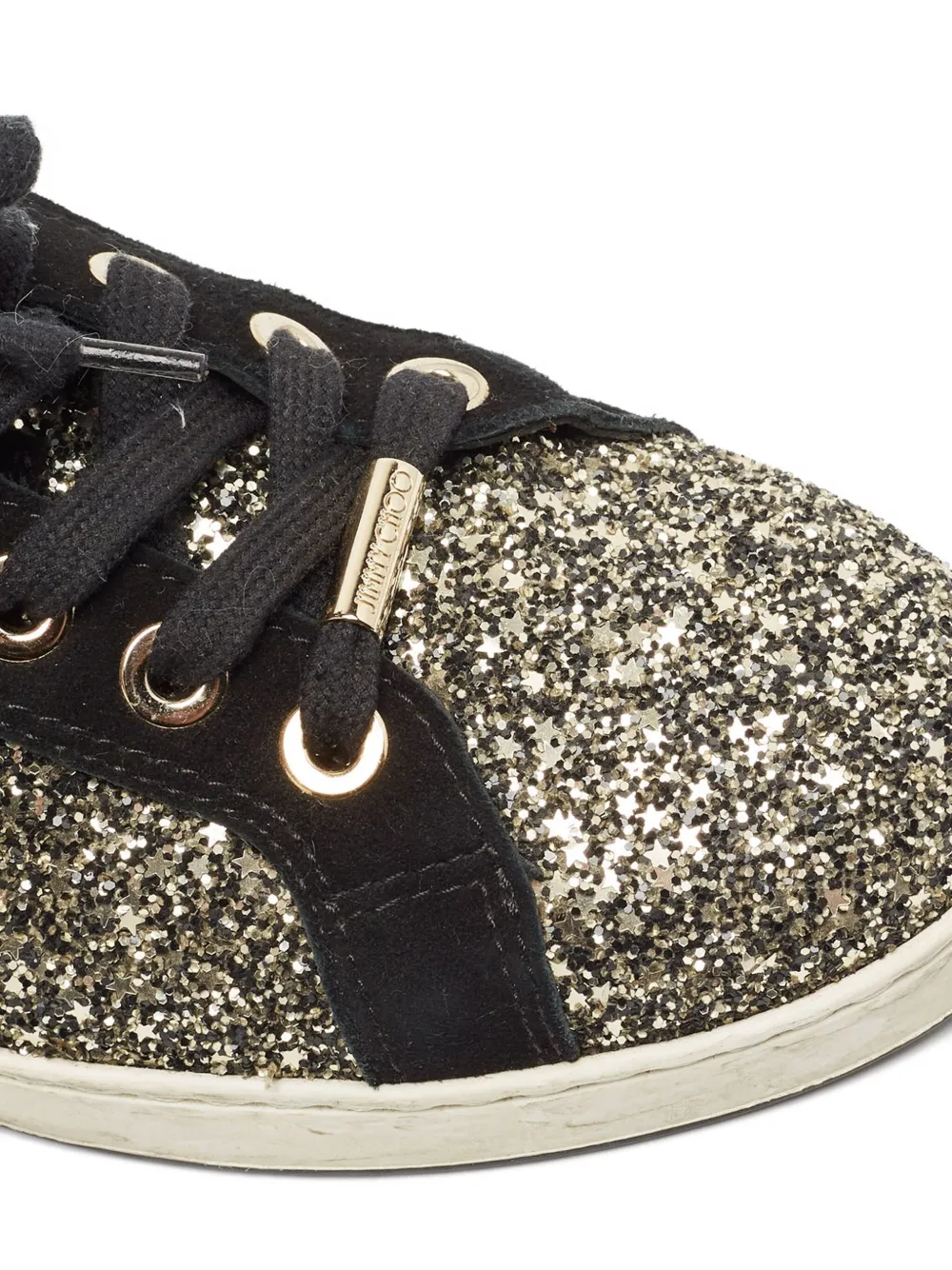 Pre-owned Jimmy Choo Glitter-detail Sneakers In Gold
