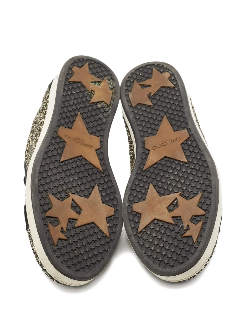 Pre-owned Jimmy Choo Glitter-detail Sneakers In Gold