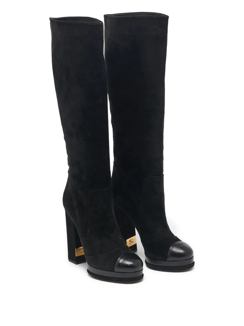 CHANEL Pre-Owned bottes en daim à plateforme 130 mm | Image 2