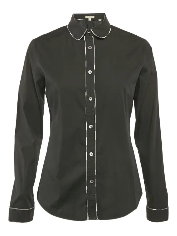 Burberry Contrast-trim Cotton Women Shirt - Black