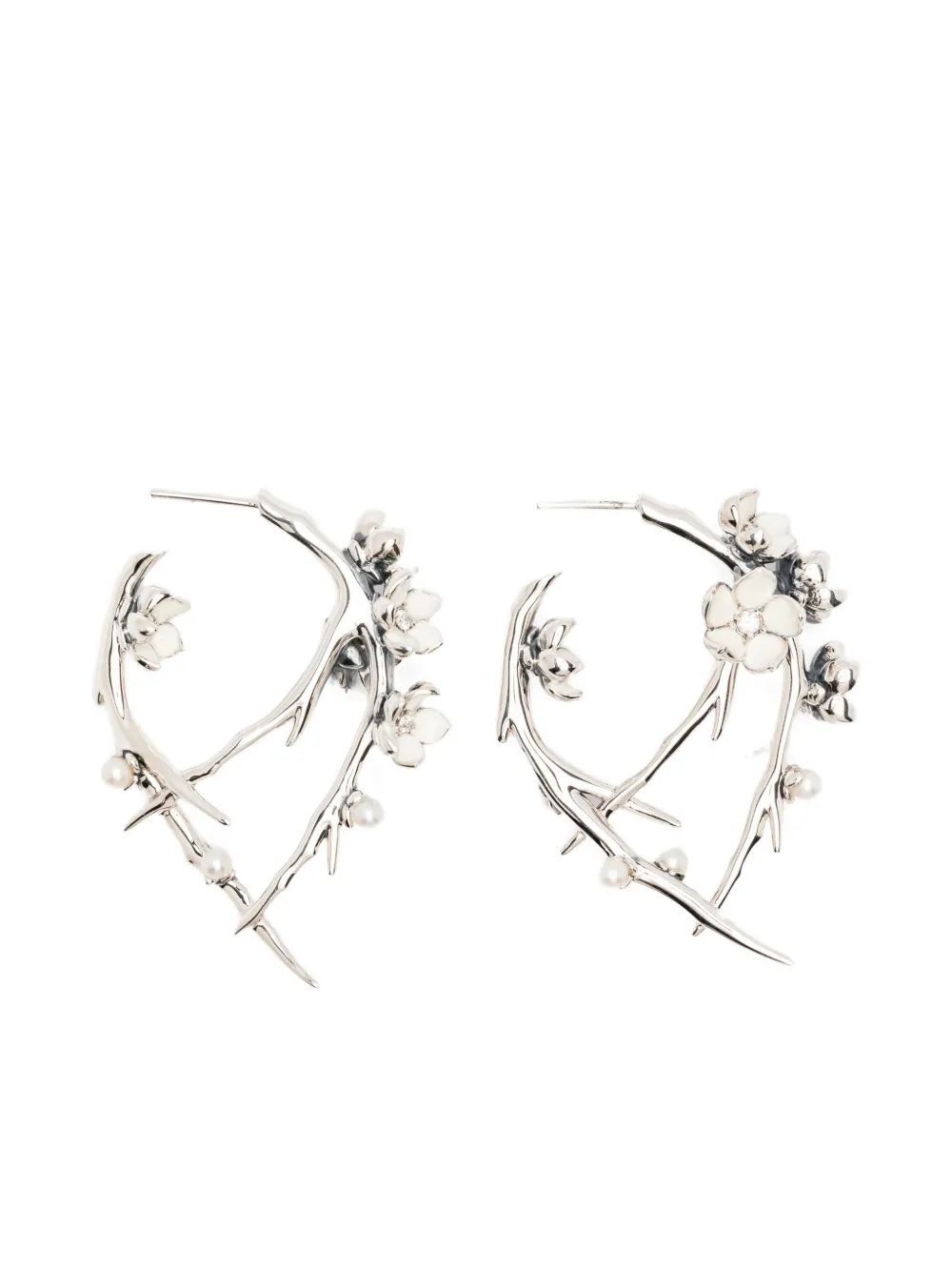 Shaun Leane Sterling Silver Multi-stone Flower Earrings In Metallic