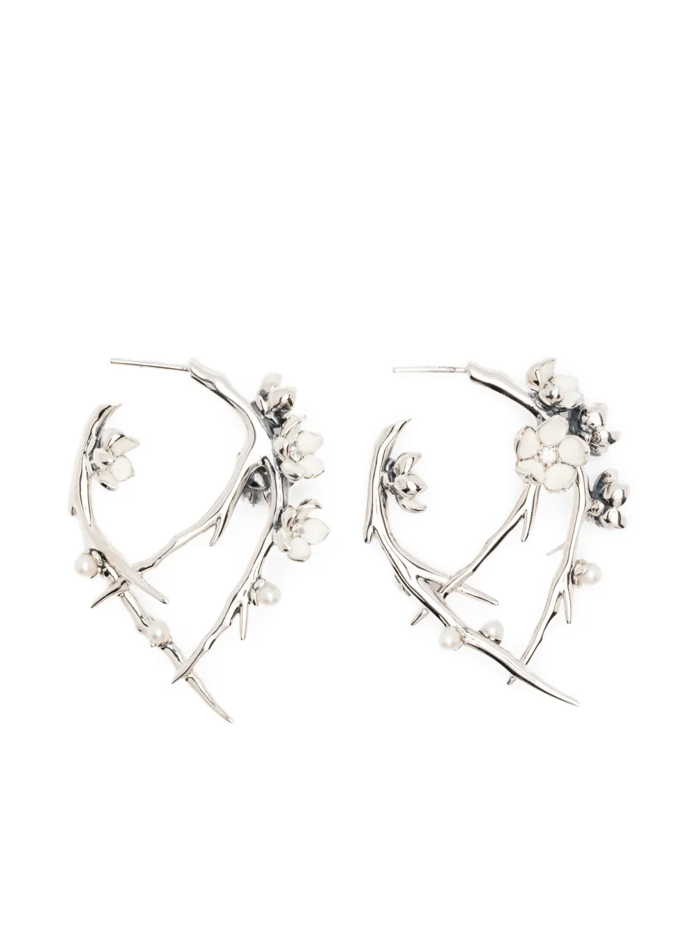 Shaun Leane sterling silver multi-stone flower earrings - シルバートーン Shaun Leane sterling silver multi-stone flower earrings - シルバートーン