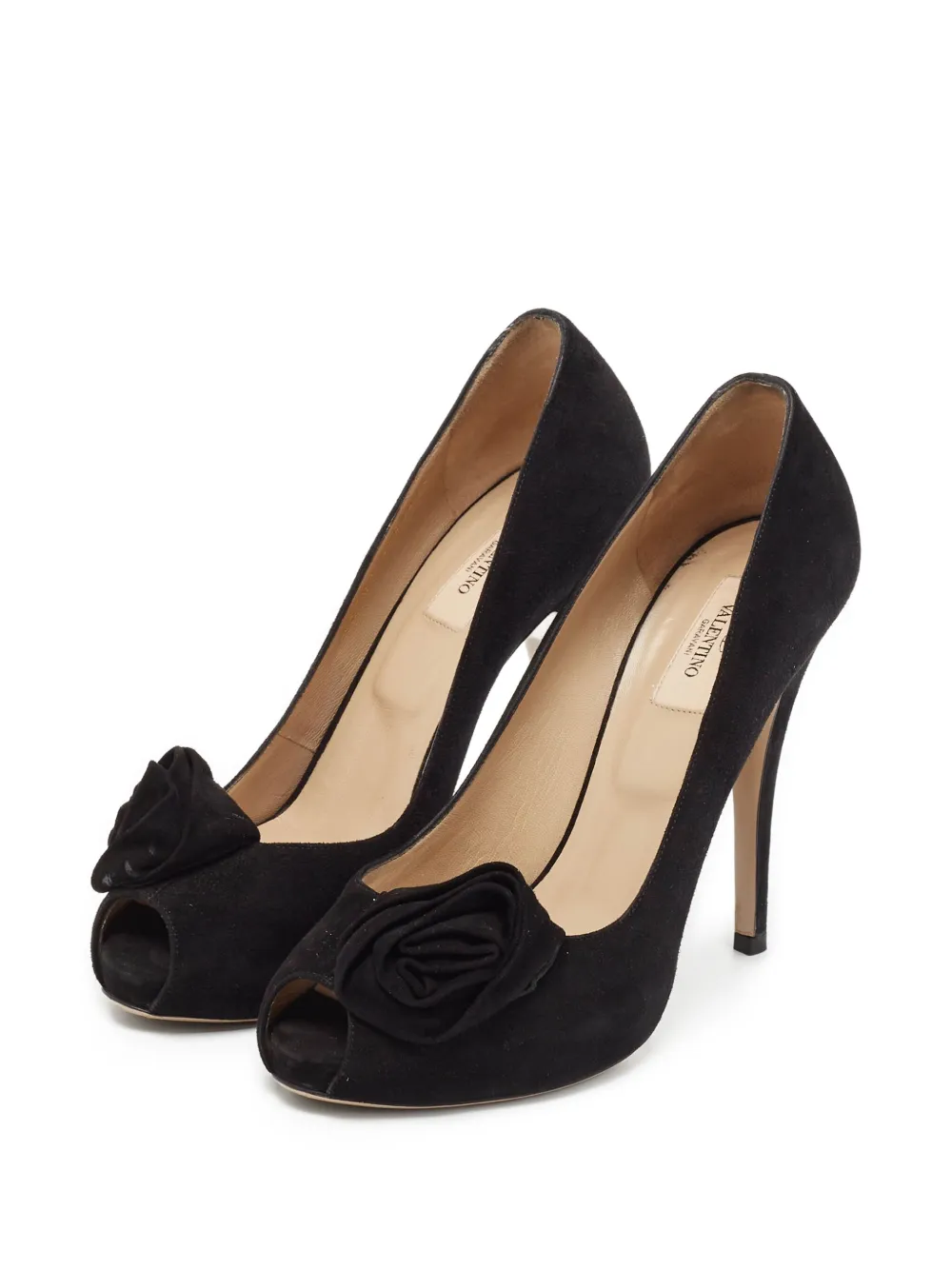 Valentino Garavani Pre-Owned 125 mm sandalen met bloemapplicatie - Zwart