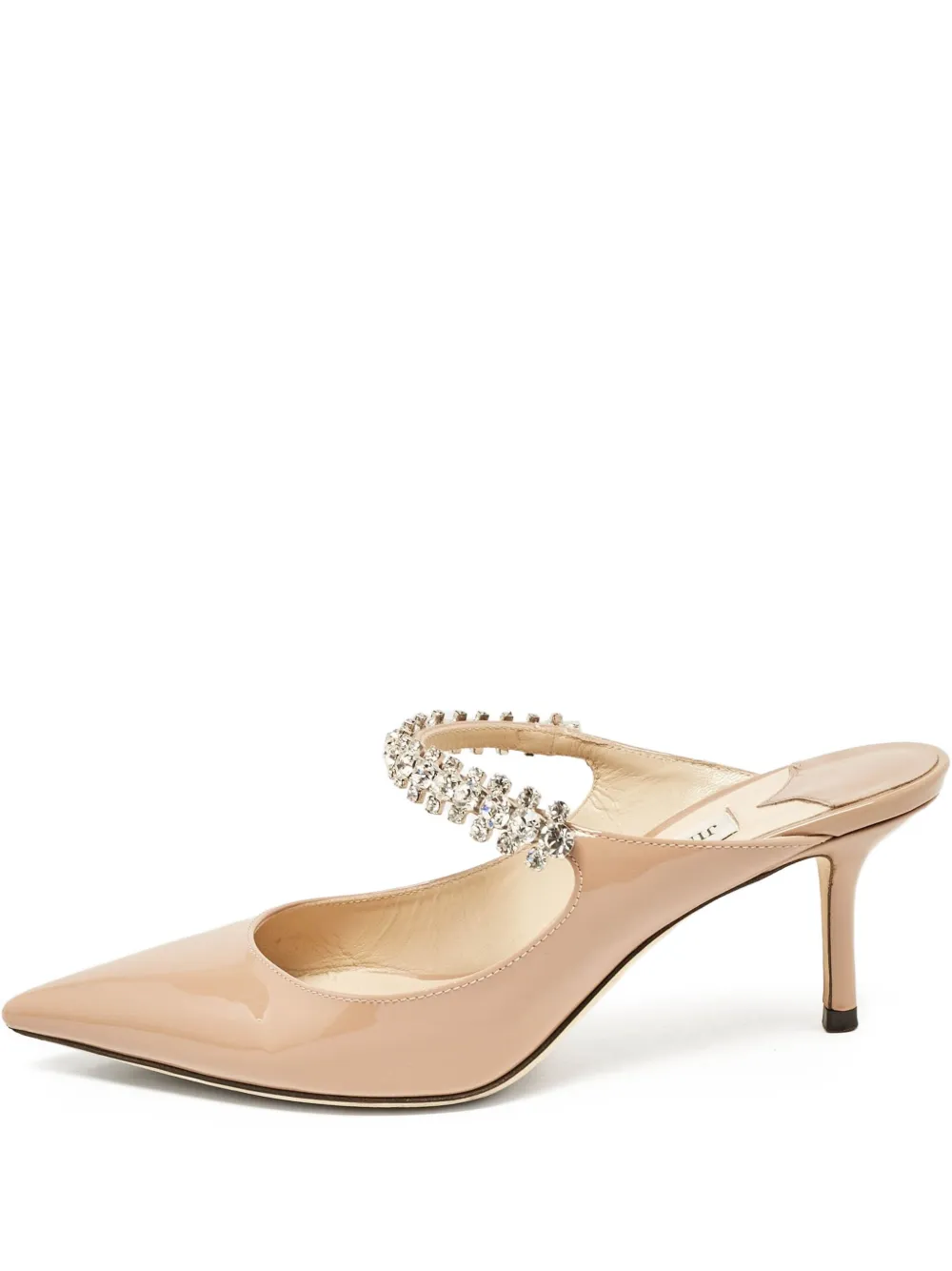 Jimmy Choo Pre-Owned 65mm Bing crystal-embellished pointed-toe mules | Neutrals | Image 1