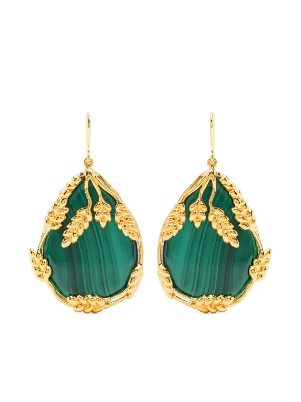 Aurelie Bidermann Francoise pendant earrings malachite | Gold | Image 1