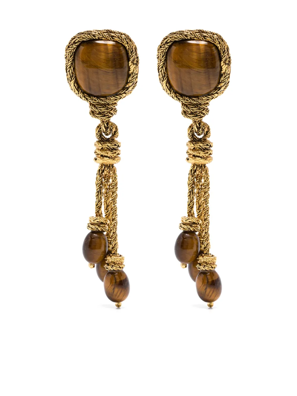 Aurelie Bidermann MIKI TIGER EYE EARRINGS - ゴールドトーン Aurelie Bidermann MIKI TIGER EYE EARRINGS - ゴールドトーン