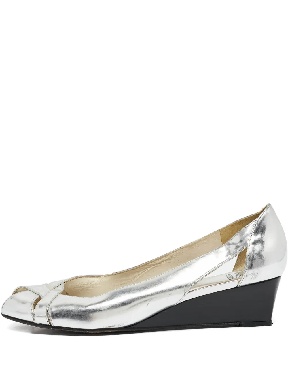 Stuart Weitzman pre-owned peep-toe wedge pumps | Silver | Image 1