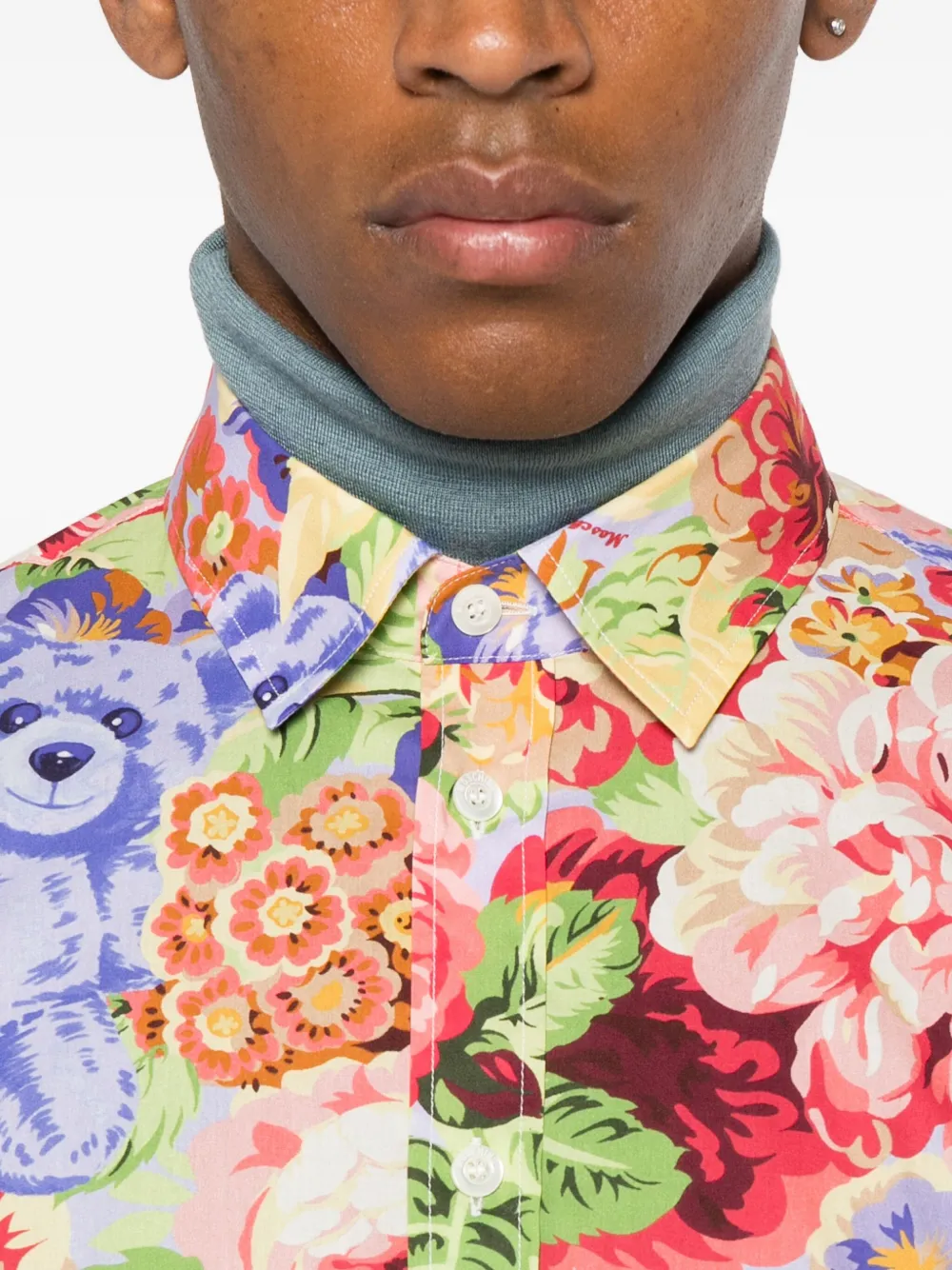 Moschino Overhemd met bloemen- en teddybeerprint Blauw