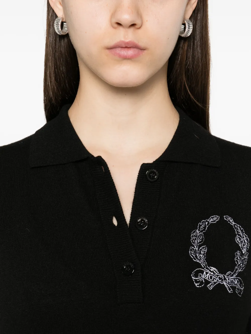 Moschino embroidered-logo polo shirt Zwart