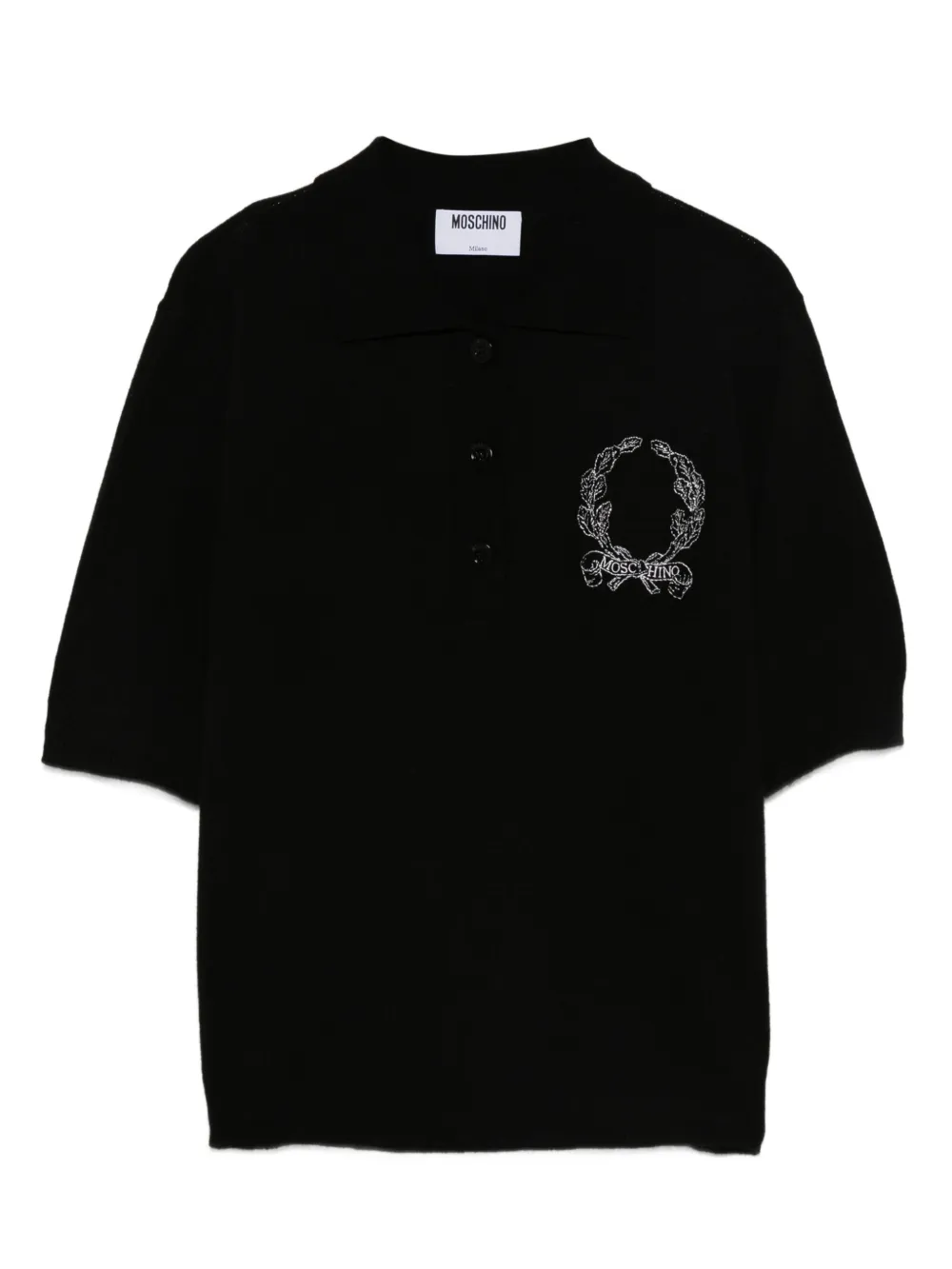 Moschino embroidered-logo polo shirt Zwart