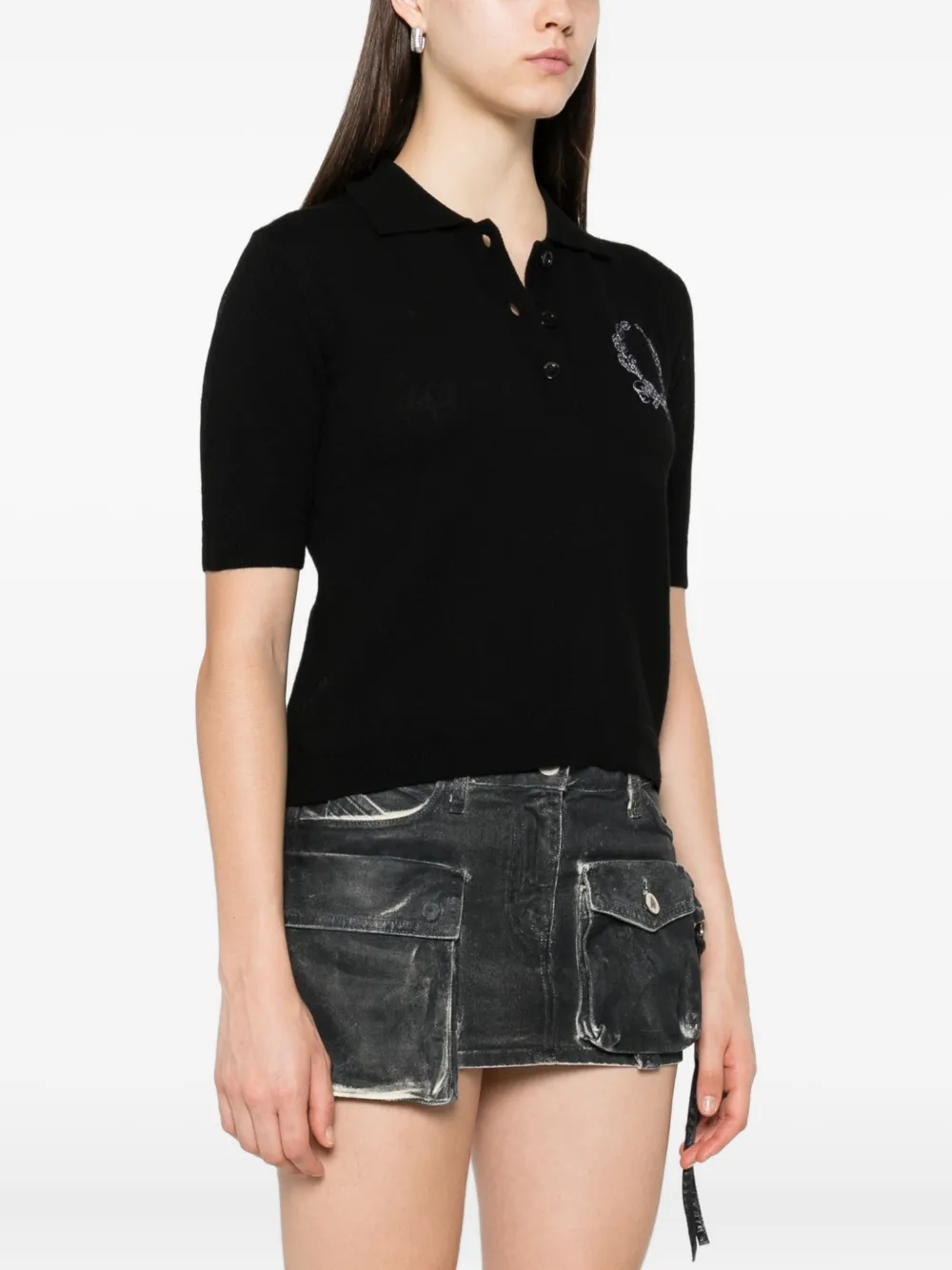 Moschino Poloshirt met geborduurd logo Zwart