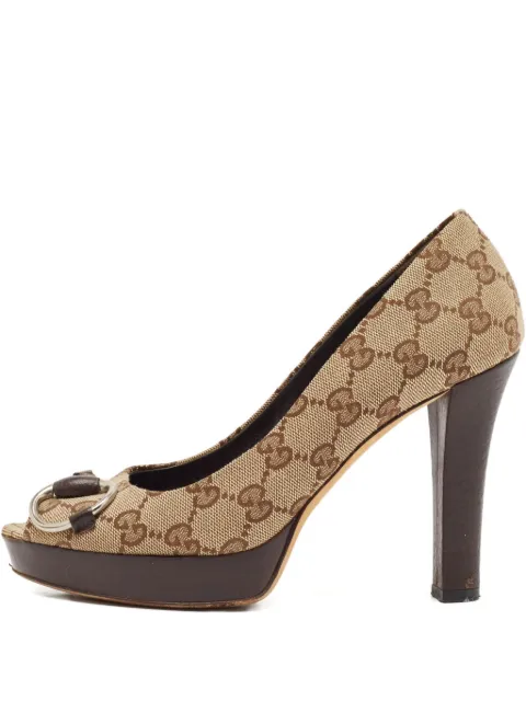 Gucci Pre-Owned 105MM gg pattern peep toe pumps