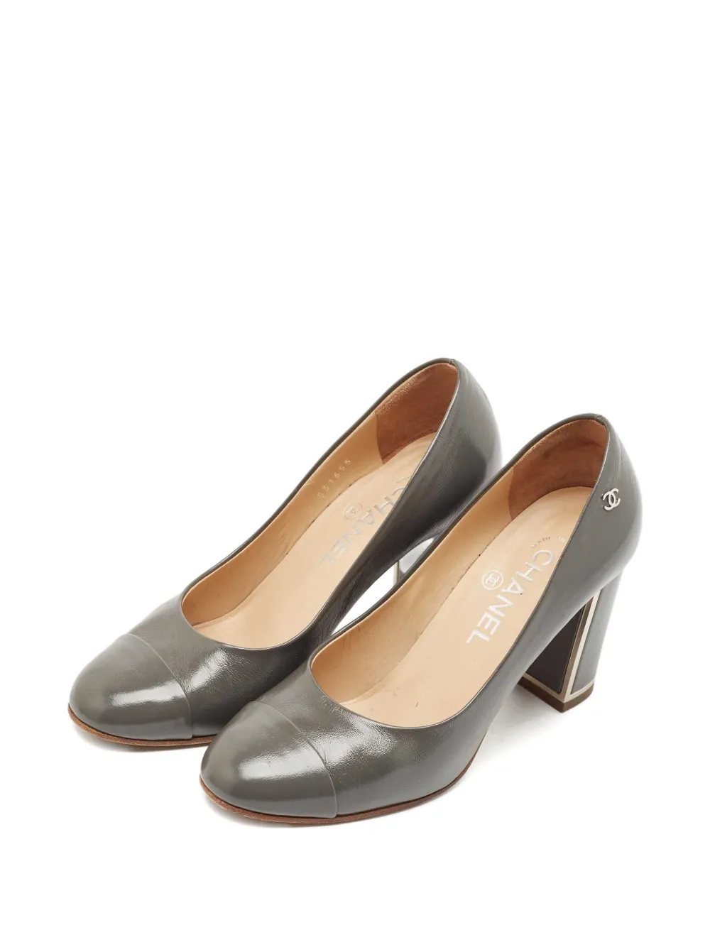 CHANEL Pre-Owned 85mm leather block-heel pumps | Image 2