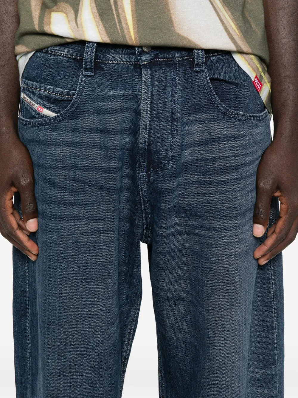 Diesel Katoenen jeans met zakdetail Blauw