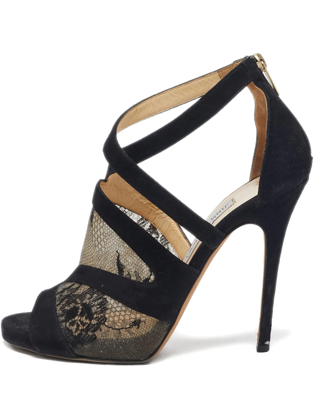 Jimmy Choo Pre-Owned 115mm Flyte suede lace sandals | Black | Image 1