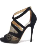 Jimmy Choo Pre-Owned 115mm Flyte suede lace sandals - Black
