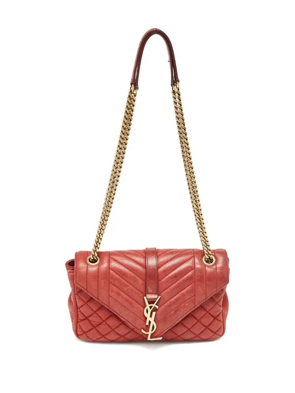 Saint Laurent Pre-Owned Chevron Envelope Shoulder Bag Red