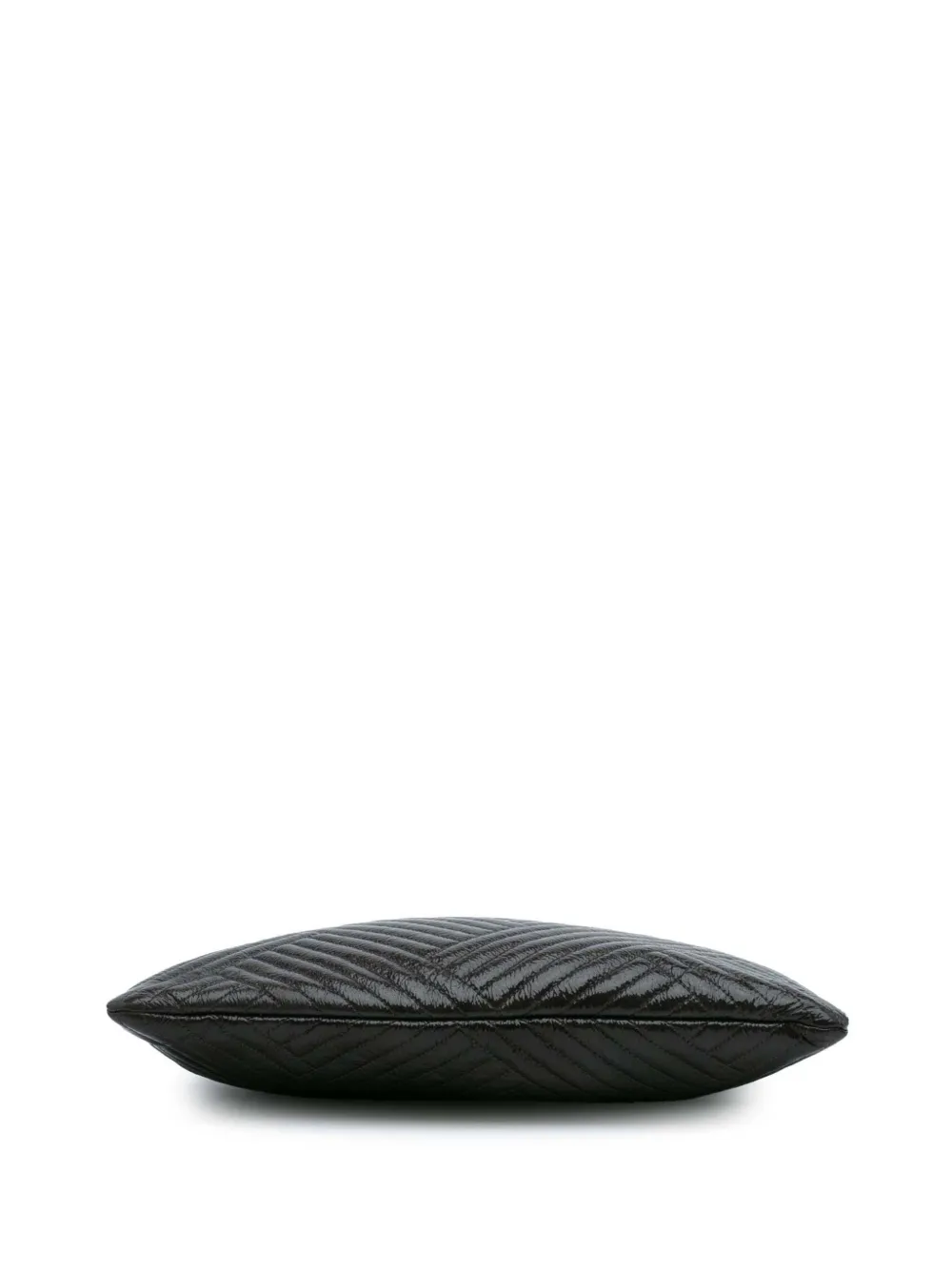 Pre-owned Chanel 2015-2016 Large Cc Distressed Quilted Patent Chevron Crossing O Case Clutch Bag In Gray