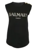 Balmain Pre-Owned logo-print sleeveless top - Black