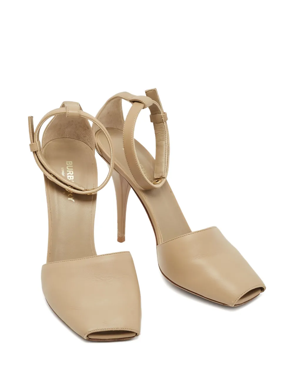 Burberry Pre-Owned 110 mm leren pumps met enkelbandje - Beige