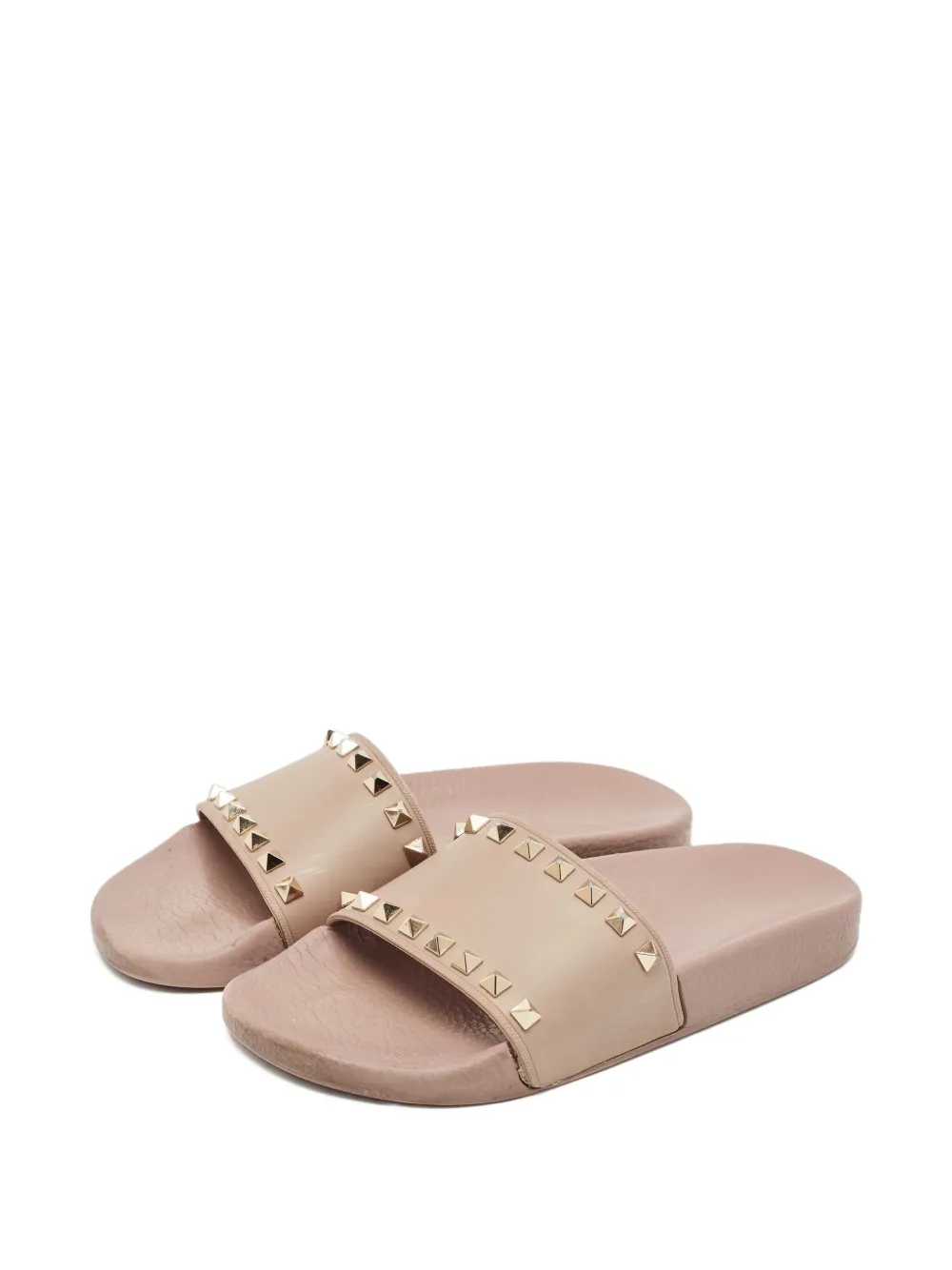 Pre-owned Valentino Garavani Studded Rubber Slides