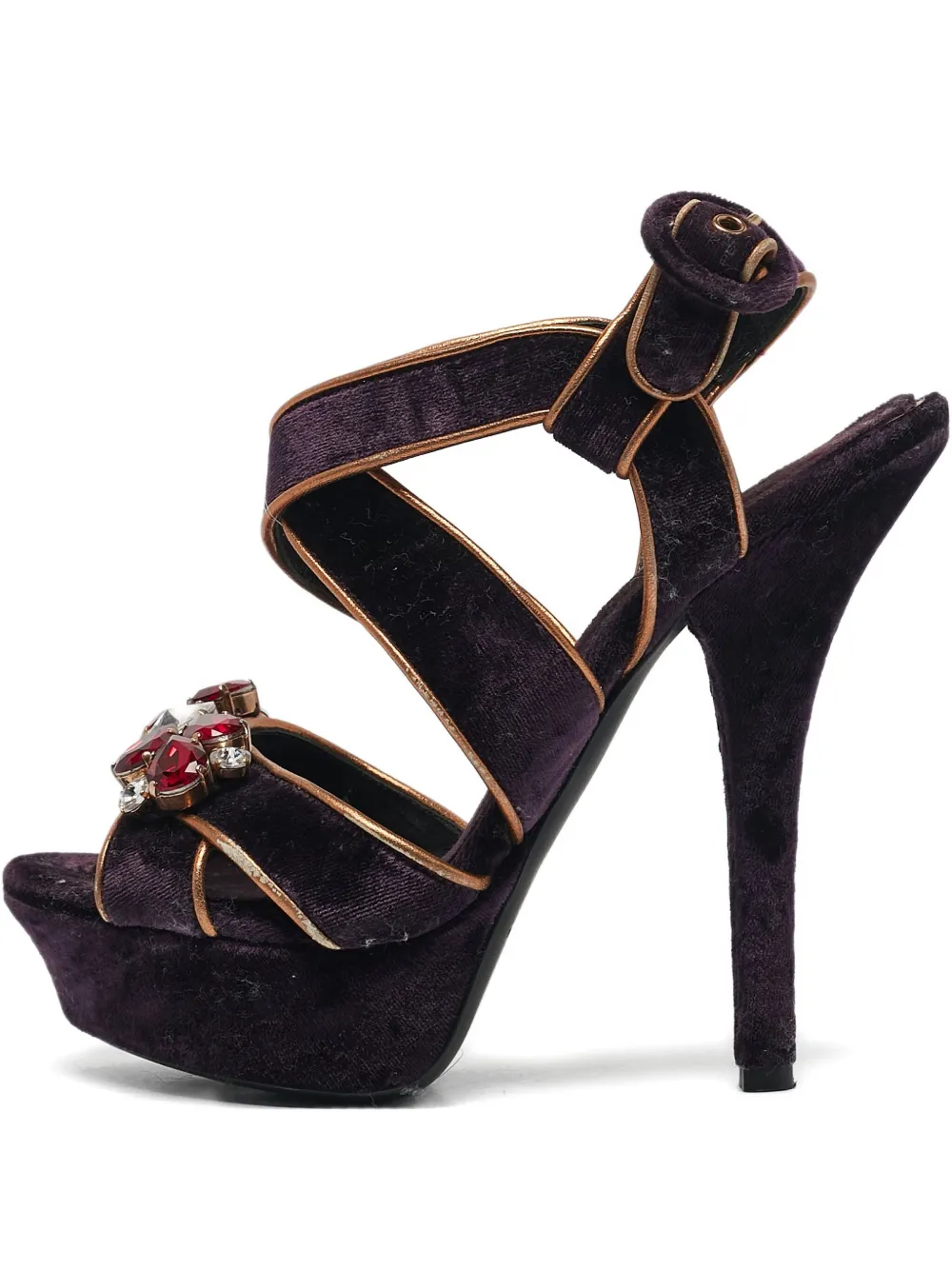Dolce & Gabbana Pre-Owned 140mm velvet-finish sandals | Purple | Image 1