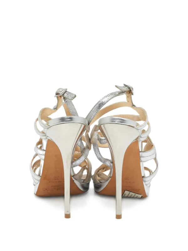 Jimmy Choo Pre-Owned レザーサンダル | シルバートーン | FARFETCH JP