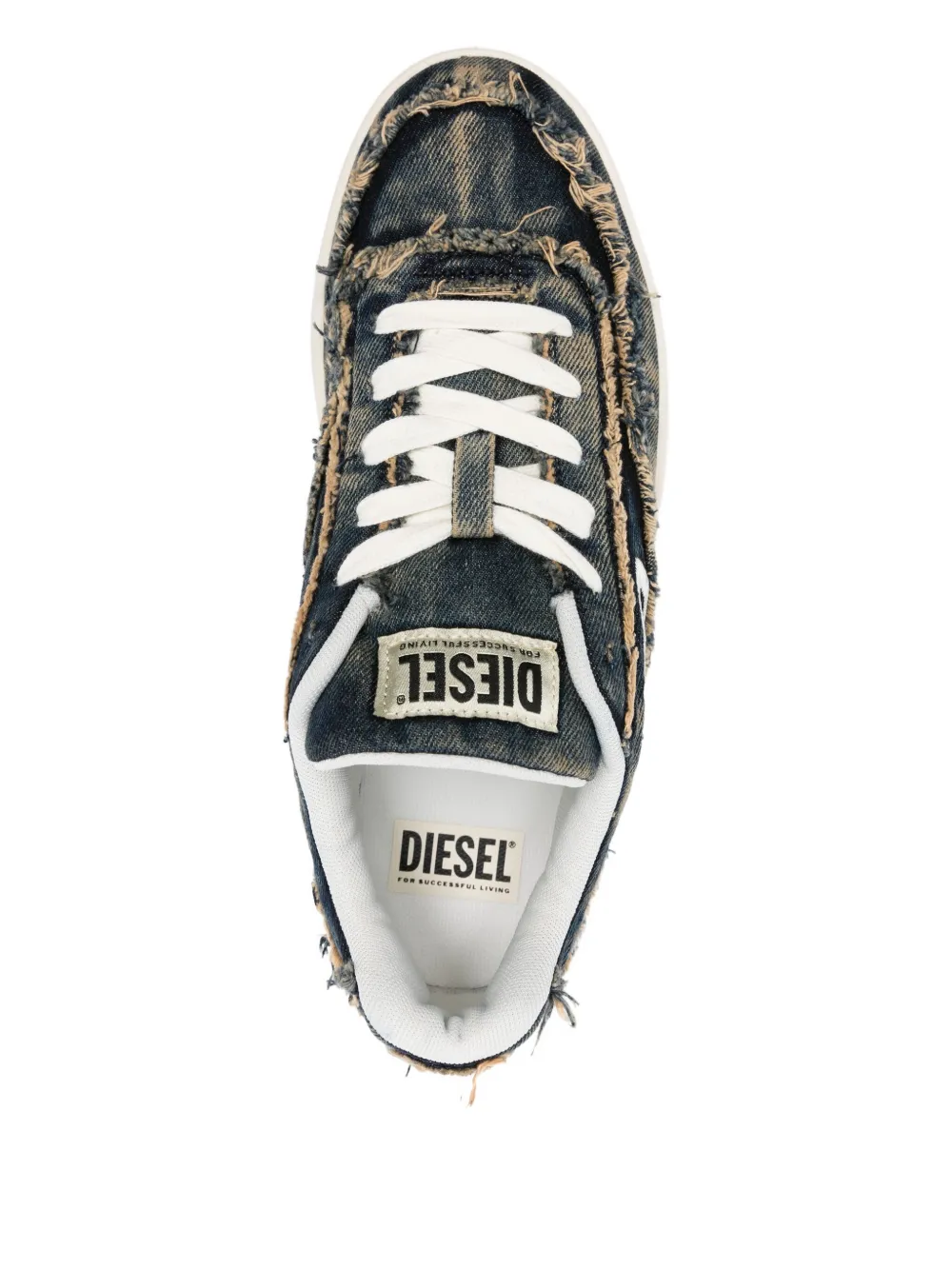 Diesel frayed denim sneakers Blue