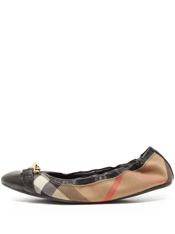 Burberry Pre-Owned House-check Ballet Flats Black FARFETCH IN