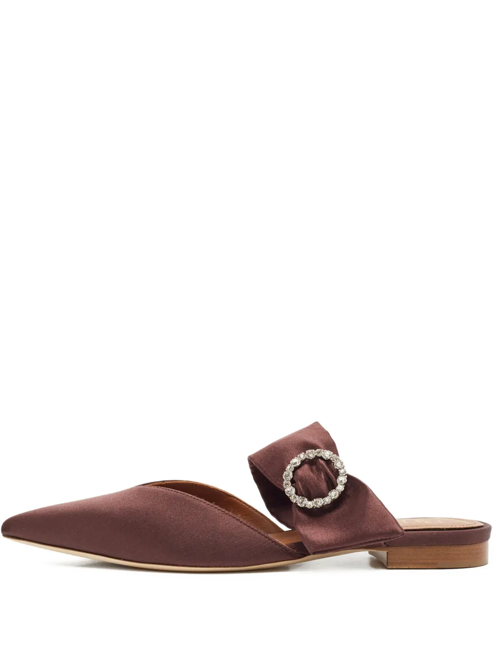 Malone Souliers satin pointed-toe ballet flats | Brown | Image 1
