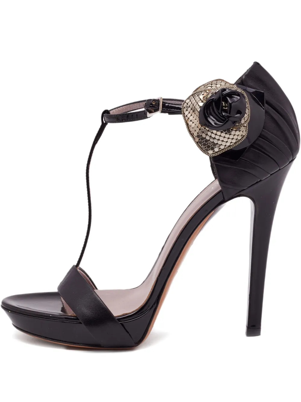125mm leather floral sandals