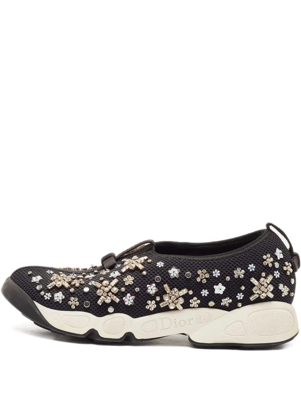 Christian Dior Pre-Owned mesh crystal-embellished sneakers - ブラック Christian Dior Pre-Owned mesh crystal-embellished sneakers - ブラック