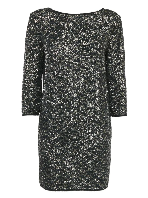 slim fit dress slacks Ruth Sequin Sweater Dress - Black Metallic – The Islands