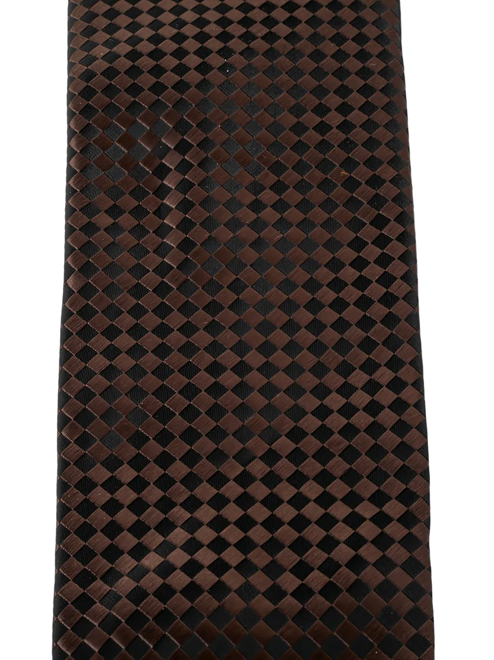 LANVIN Pre-owned Checkered Silk Tie In Brown