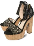 Nicholas Kirkwood 140mm lace pearl sandals - Black