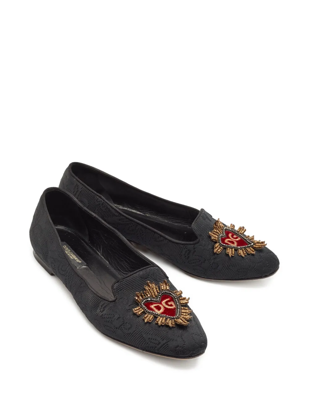 Dolce & Gabbana Pre-Owned embroidered heart motif loafers | Image 2