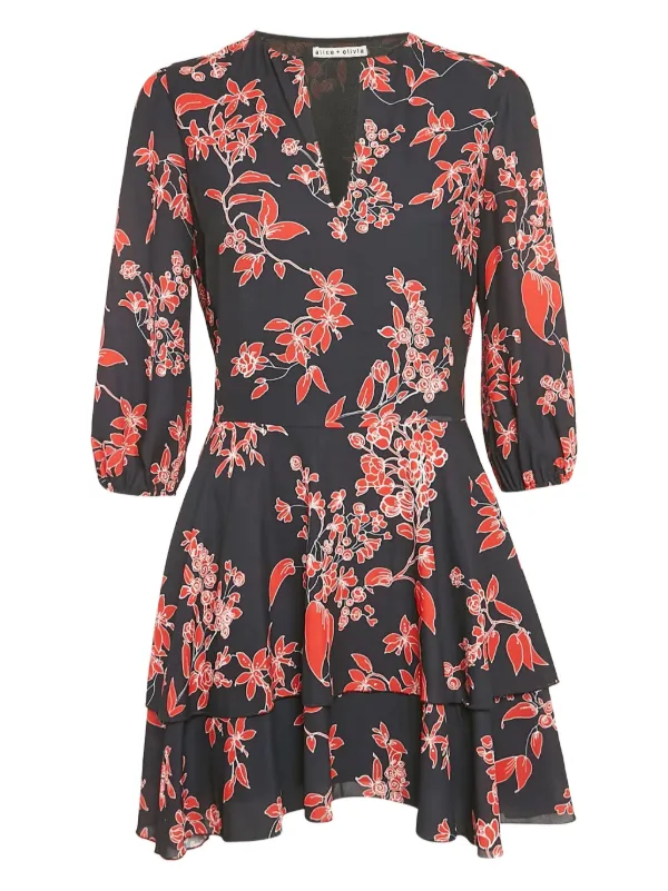 alice and olivia floral mini dress MARYANN MINI DRESS in MOONLIGHT FLORAL