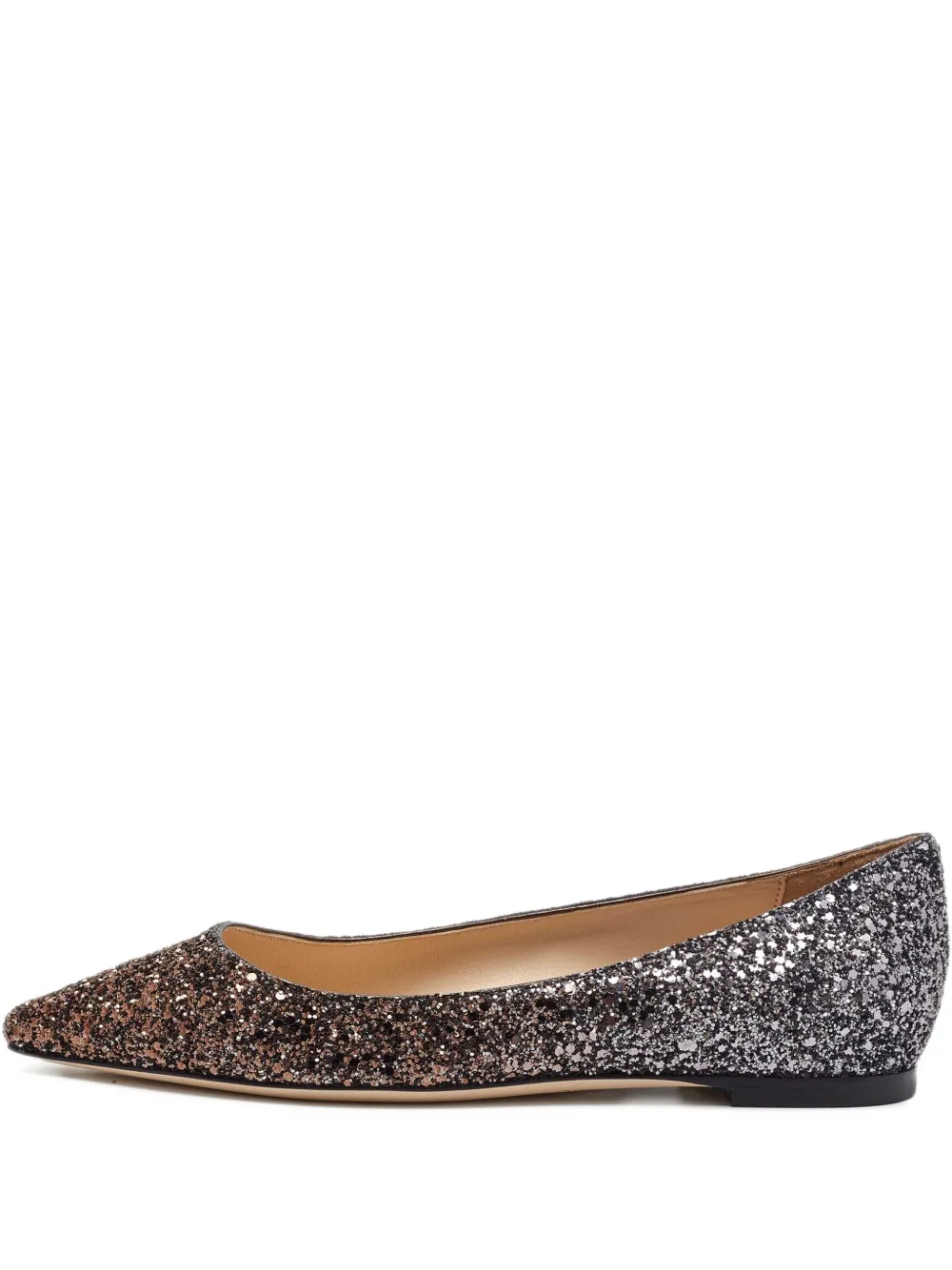 Jimmy Choo Pre-Owned Romy glitter-embellished pointed ballet flats | Gold | Image 1