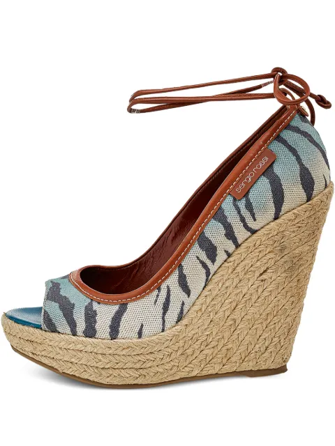 Sergio Rossi Vintage 125mm animal-print wedge espadrilles